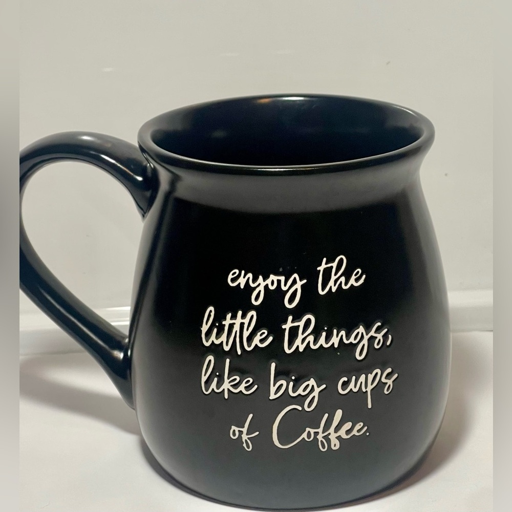Leaf & Bean Large Coffee Mug | “Enjoy the Little Things” Quote